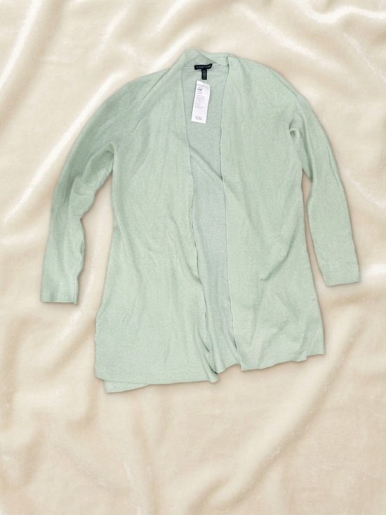 Eileen Fisher Sweaters - Eileen Fisher NWT Organic Linen Crepe Stretch Long Cardigan Mist Green Size M